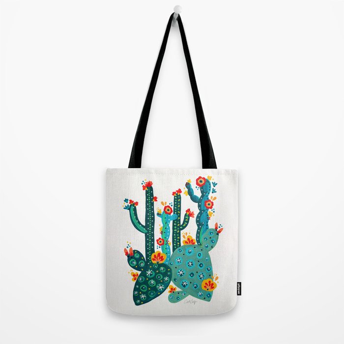 Cactus Garden Acrylic - Teal Tote Bag Gallery Image 2