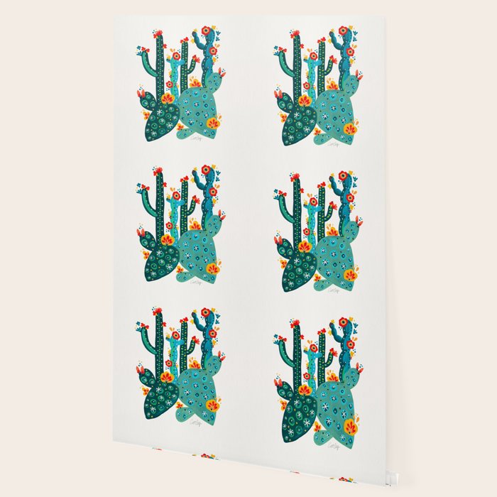 Cactus Garden Acrylic - Teal Wallpaper Gallery Image 2