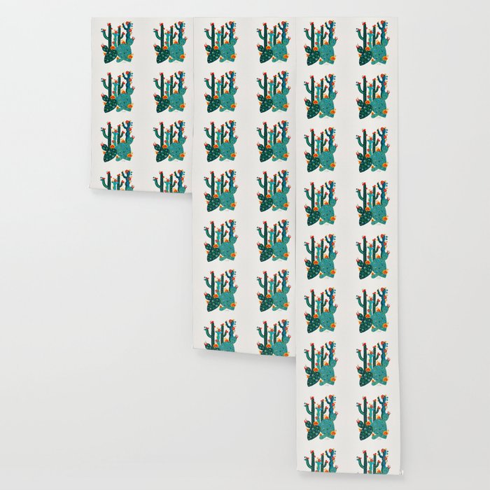 Cactus Garden Acrylic - Teal Wallpaper Gallery Image 3