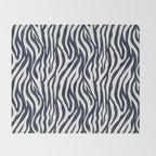 Zebra Stripes In Midnight Blue Throw Blanket Gallery Image 2
