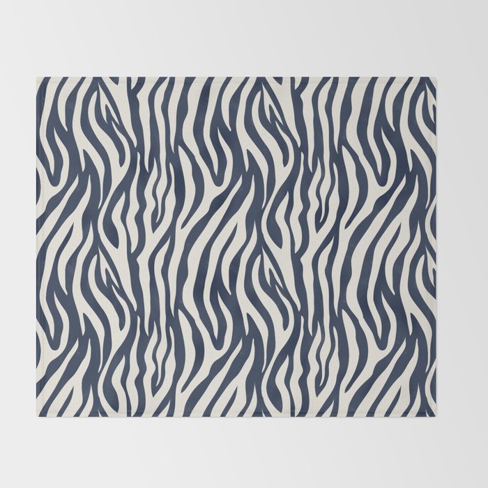 Zebra Stripes In Midnight Blue Throw Blanket Gallery Image 2