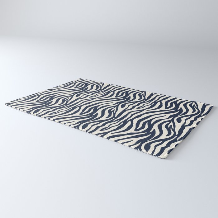 Zebra Stripes In Midnight Blue Rug Gallery Image 3