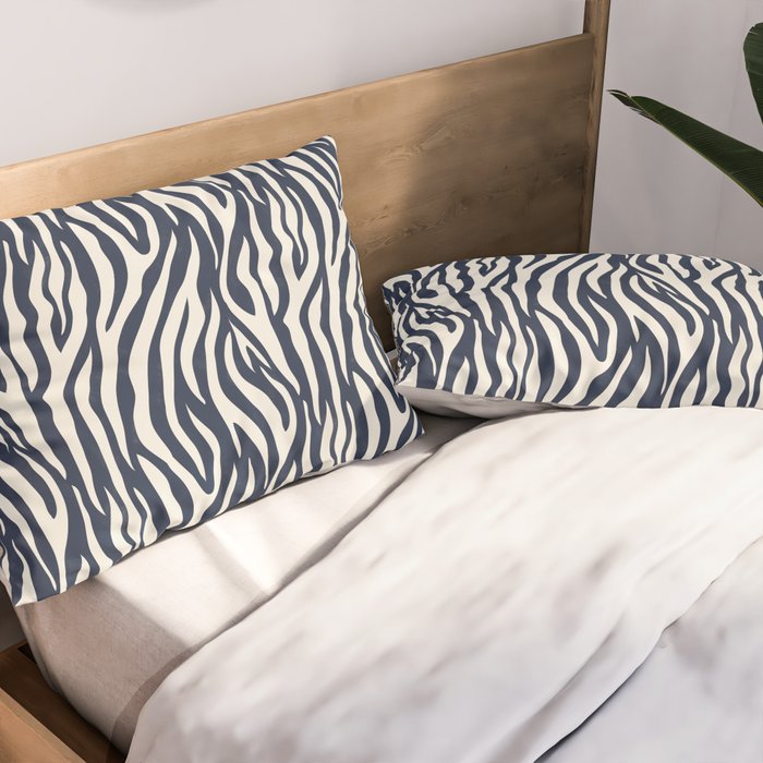 Zebra Stripes In Midnight Blue Pillow Sham Gallery Image 2