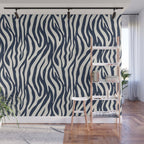 Zebra Stripes In Midnight Blue Wall Mural Gallery Image 1