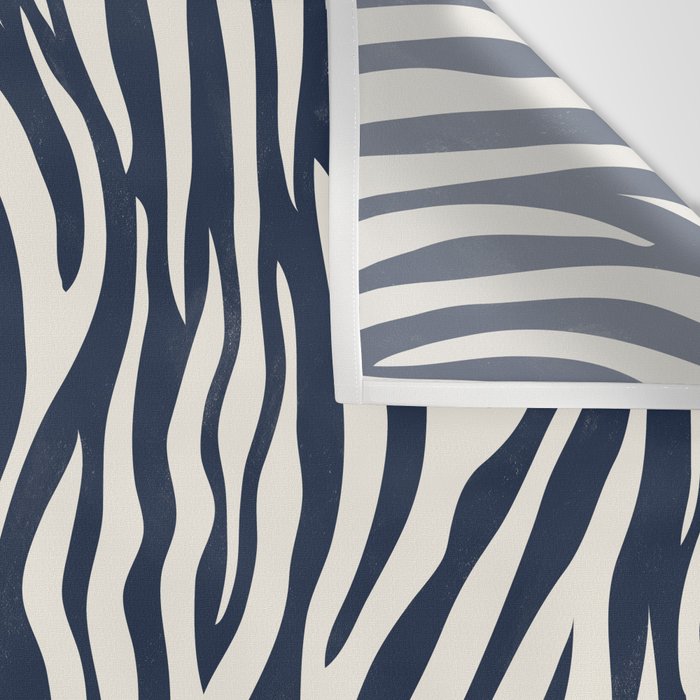Zebra Stripes In Midnight Blue Wall Tapestry Gallery Image 3