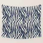 Zebra Stripes In Midnight Blue Wall Tapestry Gallery Image 4