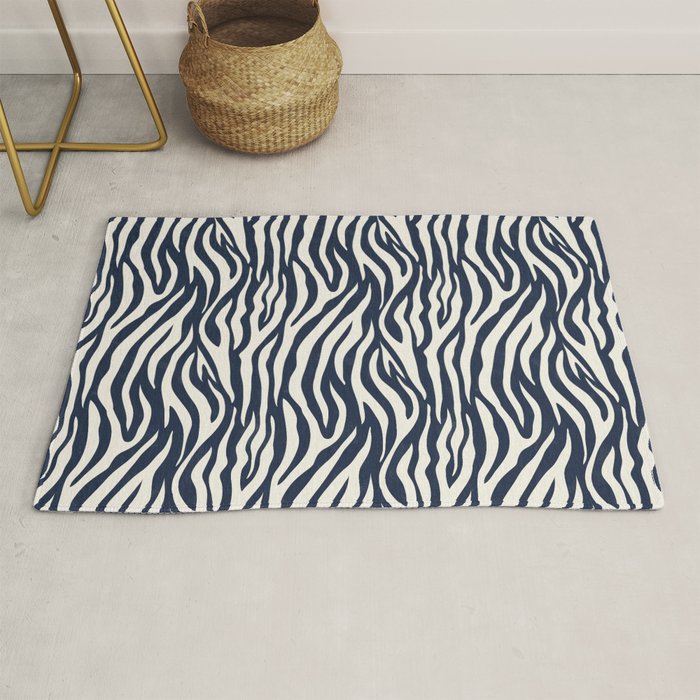 Zebra Stripes In Midnight Blue Rug Gallery Image 1