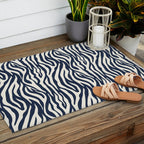 Zebra Stripes In Midnight Blue Outdoor Rug Gallery Image 2