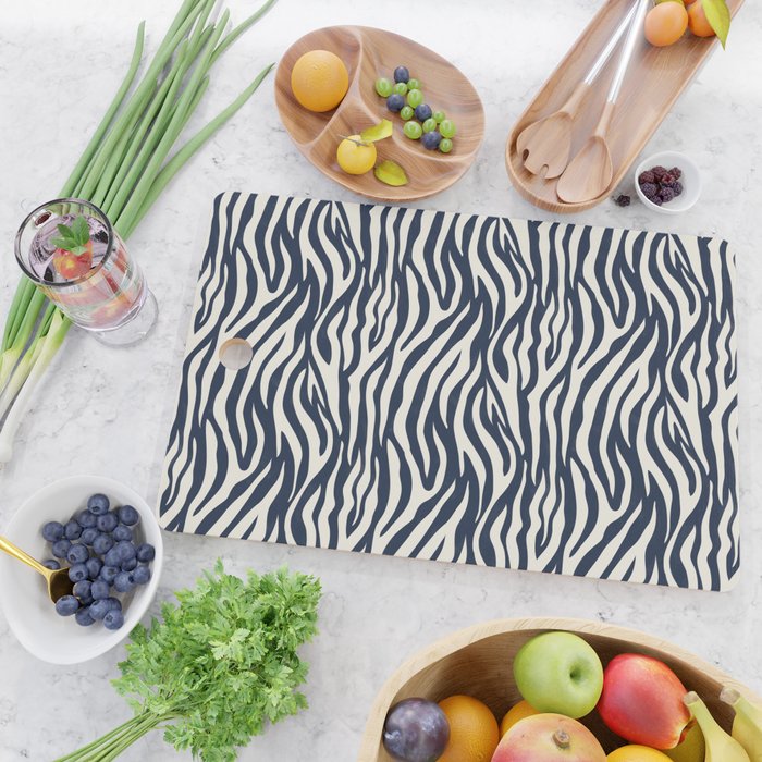 Zebra Stripes In Midnight Blue Cutting Board Gallery Image 2