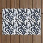 Zebra Stripes In Midnight Blue Outdoor Rug Gallery Image 1