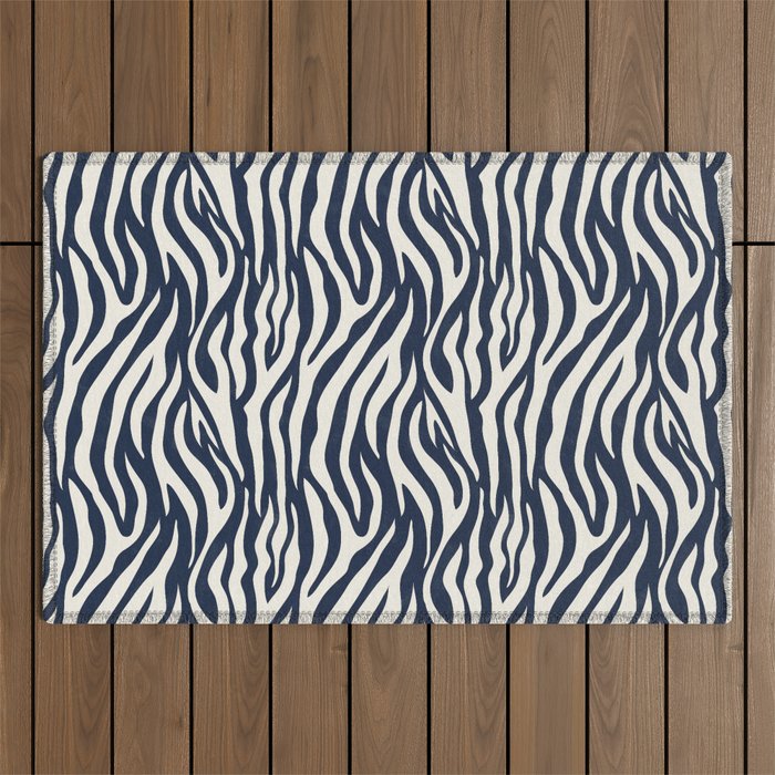 Zebra Stripes In Midnight Blue Outdoor Rug Gallery Image 1