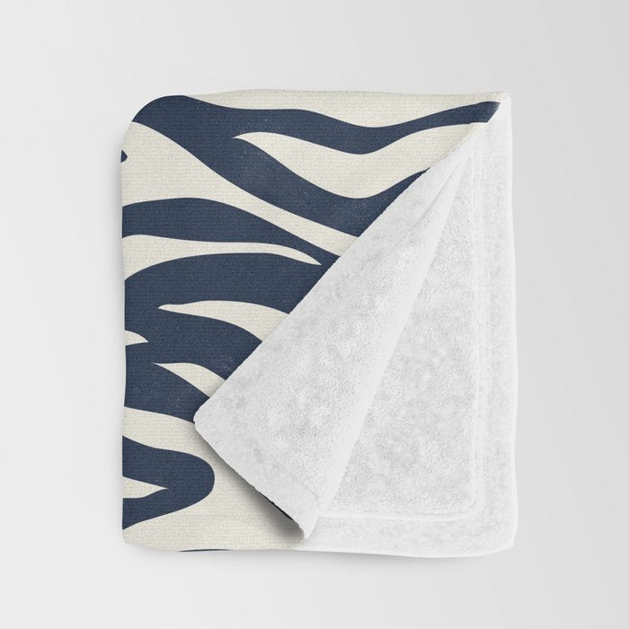 Zebra Stripes In Midnight Blue Throw Blanket Gallery Image 3
