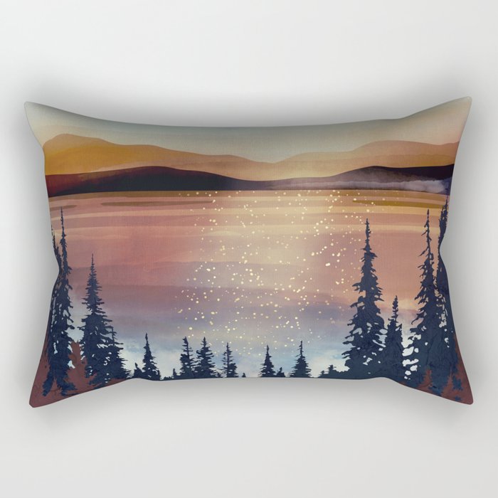 Summer Lake Sunset Rectangular Pillow Gallery Image 1