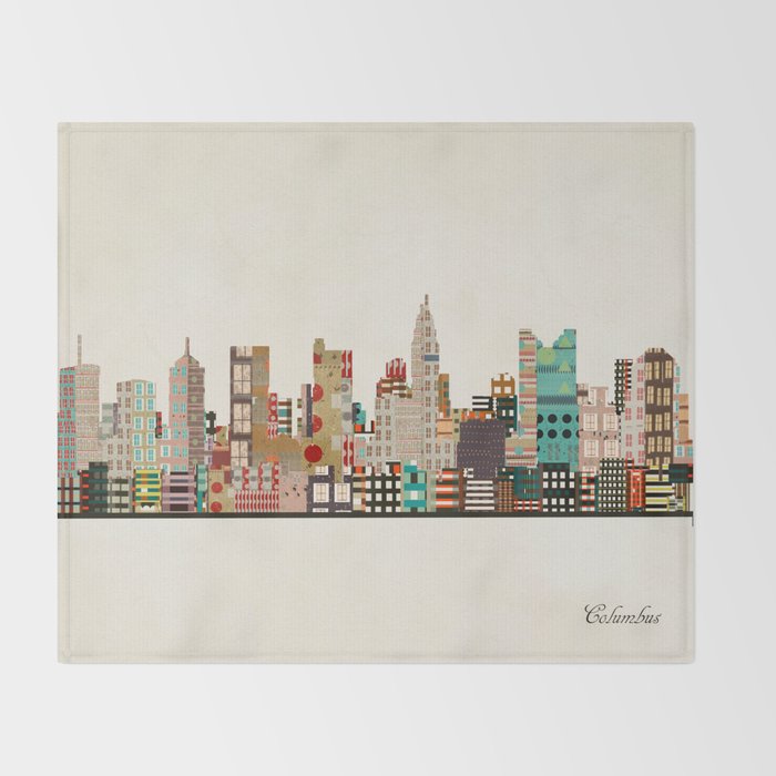 columbus skyline Throw Blanket Gallery Image 2