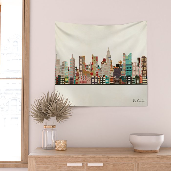 columbus skyline Wall Tapestry Gallery Image 2