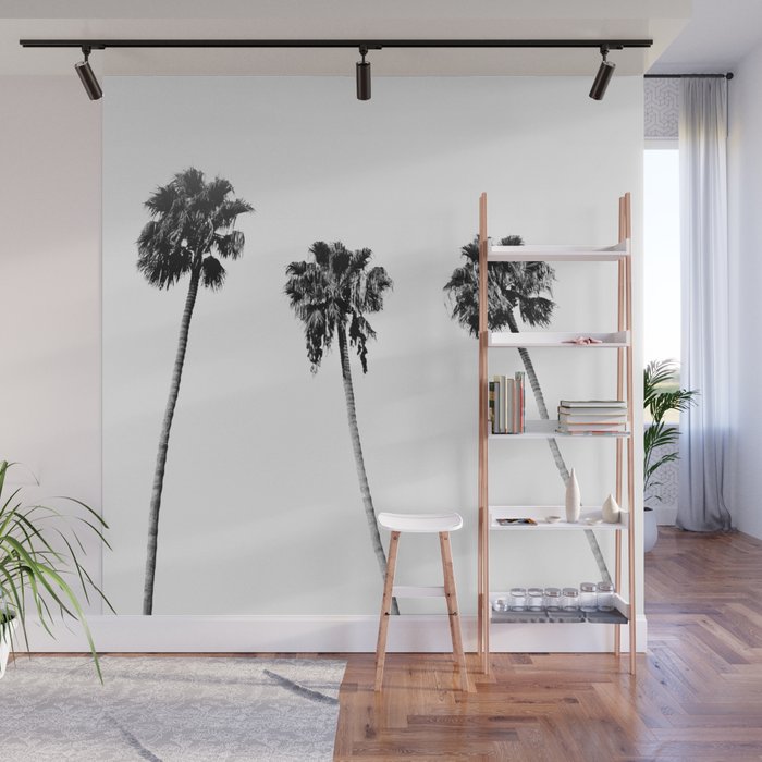 Black + White Palm Trees Wall Mural