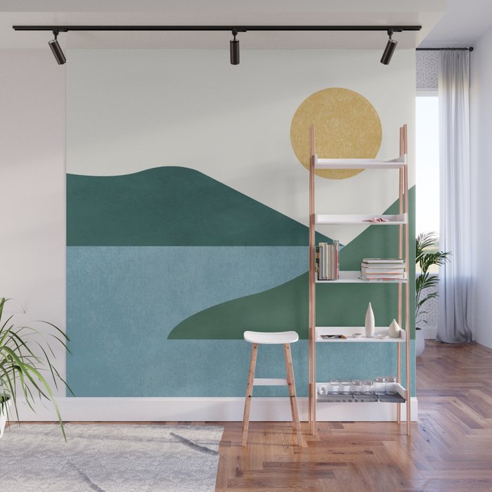 Sunny Lake - Abstract Landscape Wall Mural Gallery Image 1