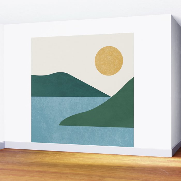 Sunny Lake - Abstract Landscape Wall Mural Gallery Image 2