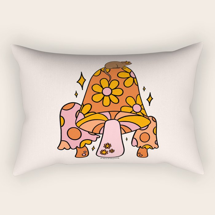 Mouse on a Mushroom Rectangular Pillow Gallery Image 1