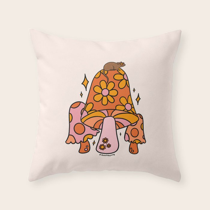 Mouse on a Mushroom Throw Pillow Gallery Image 6