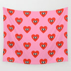 Funny retro love heart cartoon pattern Wall Tapestry Gallery Image 4