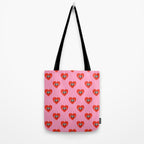 Funny retro love heart cartoon pattern Tote Bag Gallery Image 2