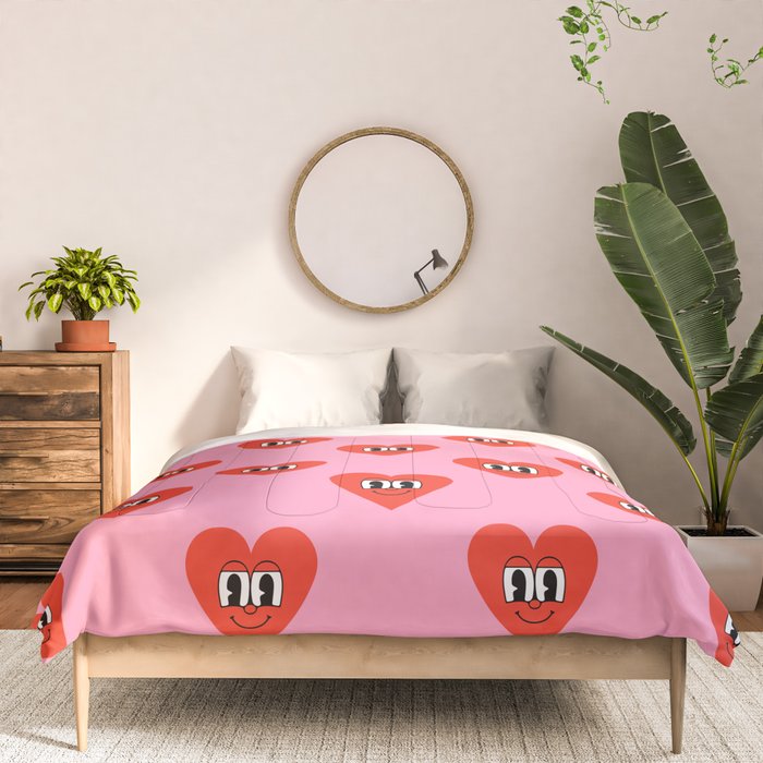 Funny retro love heart cartoon pattern Comforter Gallery Image 3