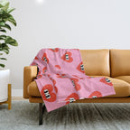 Funny retro love heart cartoon pattern Throw Blanket Gallery Image 1