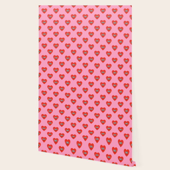 Funny retro love heart cartoon pattern Wallpaper Gallery Image 2