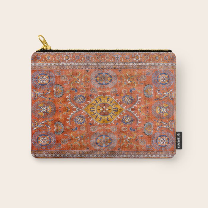 Orange Suns Suzani  Kazak Persian Rug Carry All Pouch Gallery Image 1