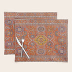 Orange Suns Suzani  Kazak Persian Rug Placemat Gallery Image 1