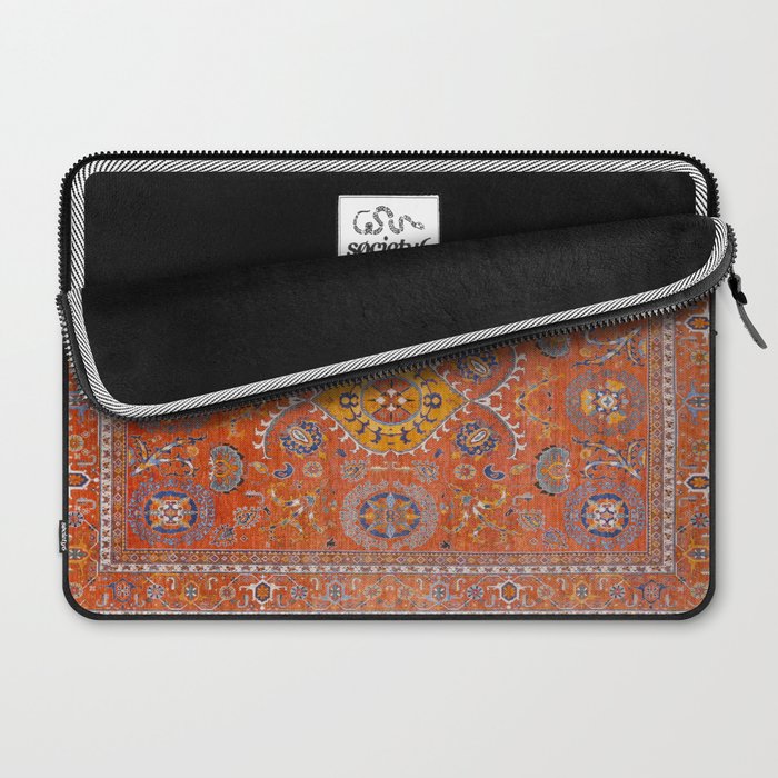 Orange Suns Suzani  Kazak Persian Rug Laptop Sleeve Gallery Image 2