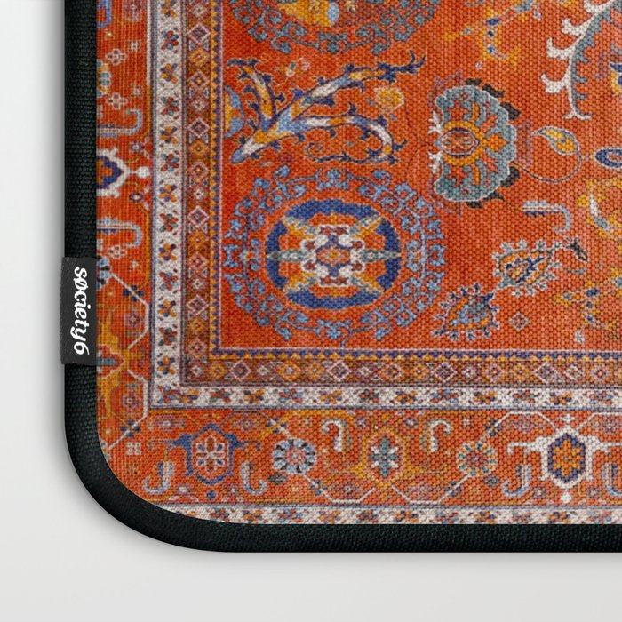 Orange Suns Suzani  Kazak Persian Rug Laptop Sleeve Gallery Image 3