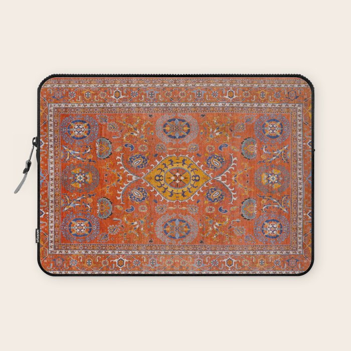 Orange Suns Suzani  Kazak Persian Rug Laptop Sleeve Gallery Image 1