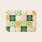 Retro Flowers Check Pattern XXV Bath Mat Gallery Image 1