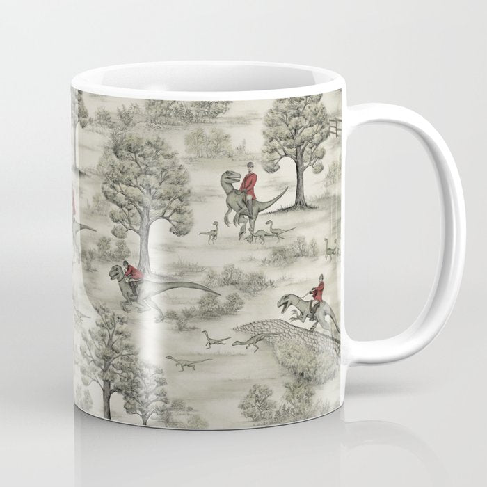 Not-So-Traditional English Fox Hunt with Dinosaurs Coffee Mug Gallery Image 1