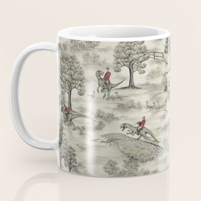Not-So-Traditional English Fox Hunt with Dinosaurs Coffee Mug Gallery Image 3