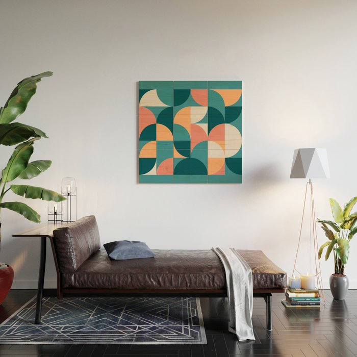 Mid Century Geometric 18 Wood Wall Art Gallery Image 2