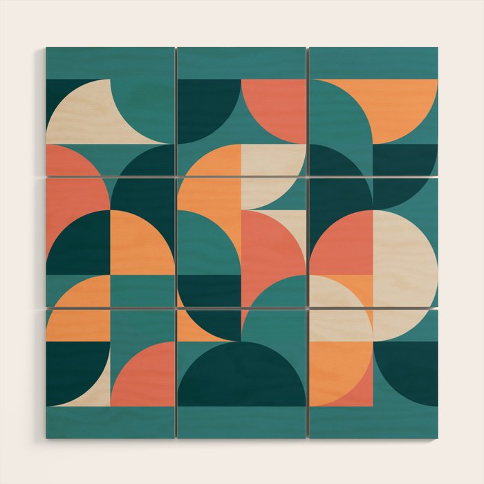 Mid Century Geometric 18 Wood Wall Art Gallery Image 1