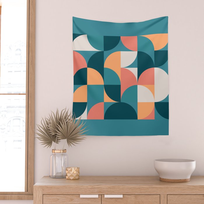 Mid Century Geometric 18 Wall Tapestry Gallery Image 2