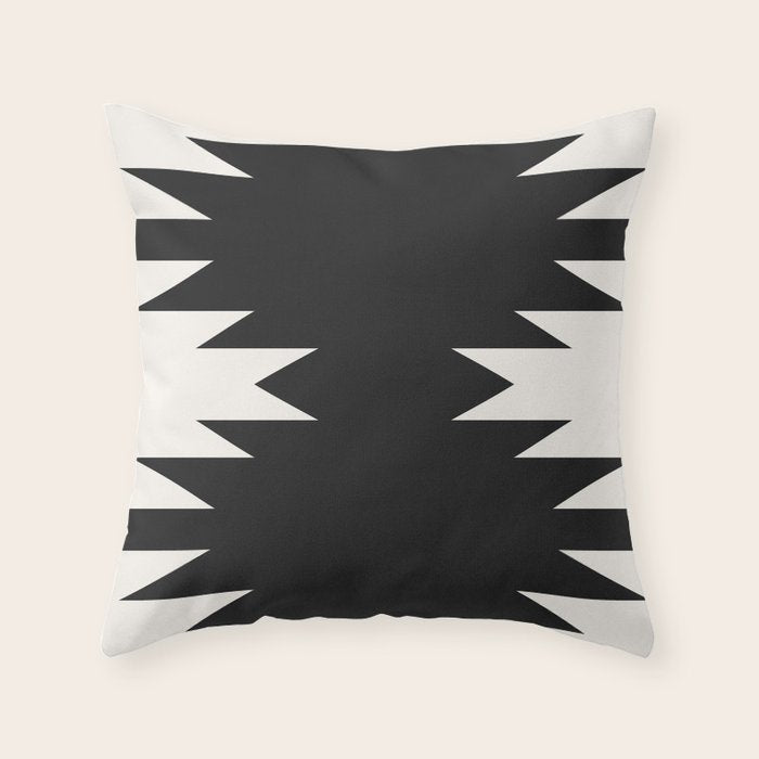 Geometric Southwestern Minimalism - Black and White Throw Pillow Gallery Image 1