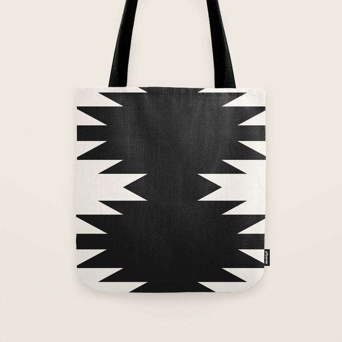 Geometric Southwestern Minimalism - Black and White Tote Bag Gallery Image 1