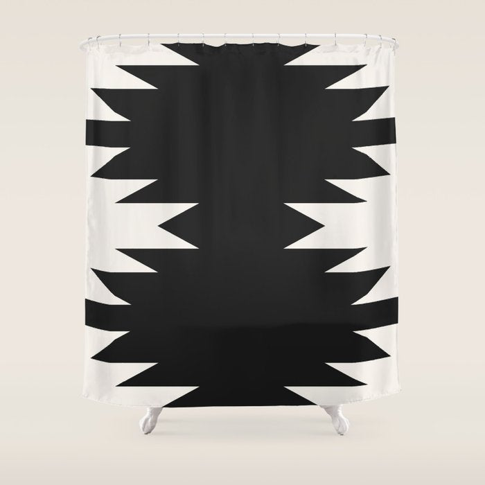 Geometric Southwestern Minimalism - Black and White Shower Curtain Gallery Image 1