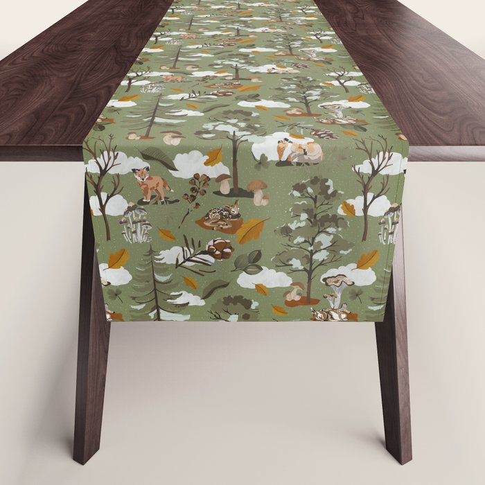 Baby animals in the leafy forest G Table Runner Gallery Image 1