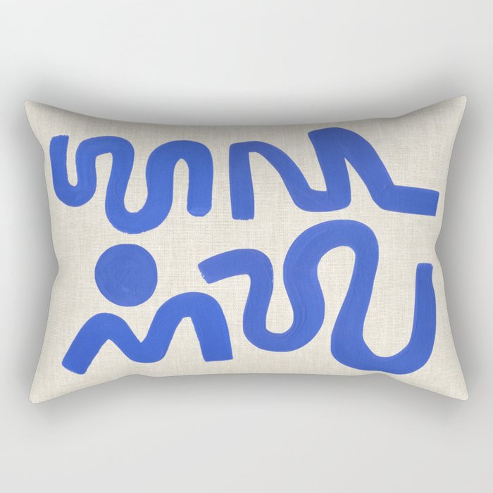 Blue Zig Wiggles Rectangular Pillow Gallery Image 1