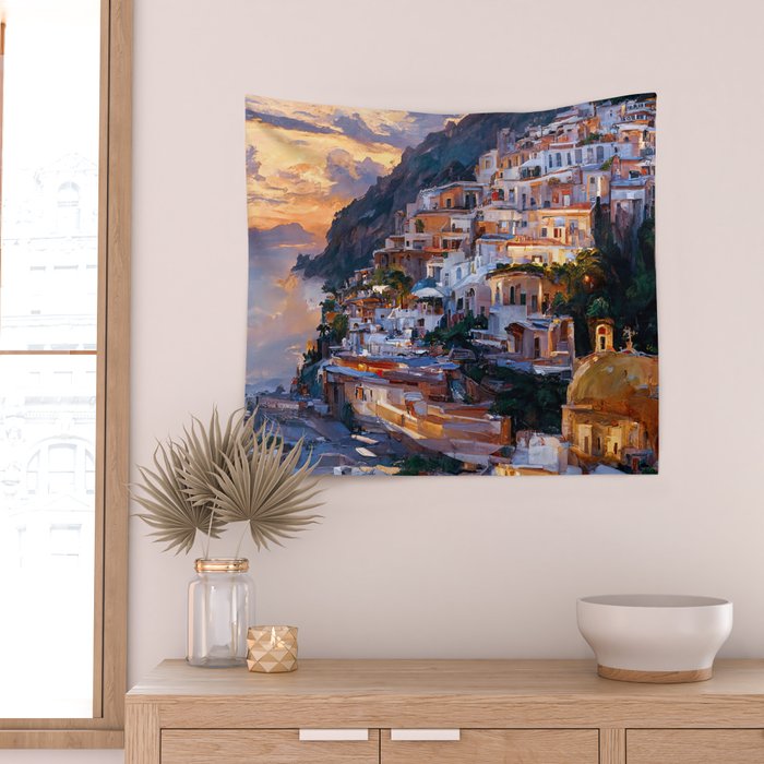 Panoramas of Italy, Positano Wall Tapestry Gallery Image 2