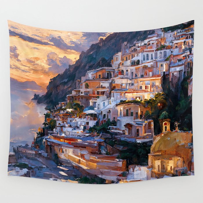 Panoramas of Italy, Positano Wall Tapestry Gallery Image 4