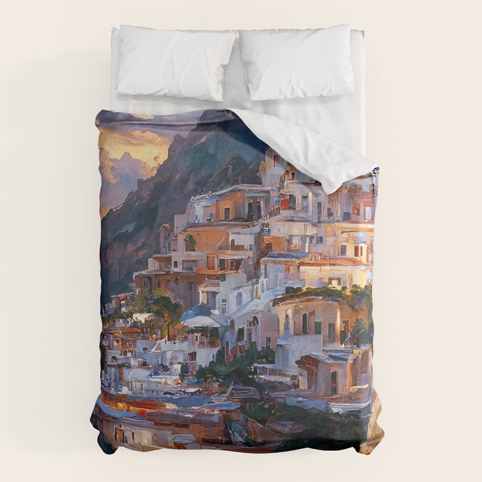 Panoramas of Italy, Positano Duvet Cover Gallery Image 1