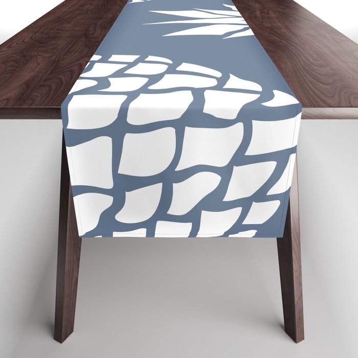 Festive, Tropical, Pineapples, Blue and White Table Runner Gallery Image 1