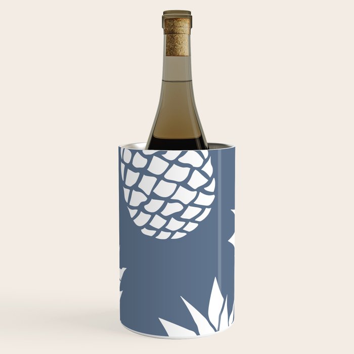 Festive, Tropical, Pineapples, Blue and White Wine Chiller Gallery Image 3
